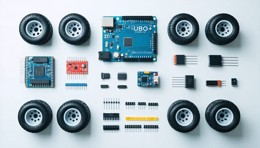 Diagram showing all essential components needed to build an Arduino robot