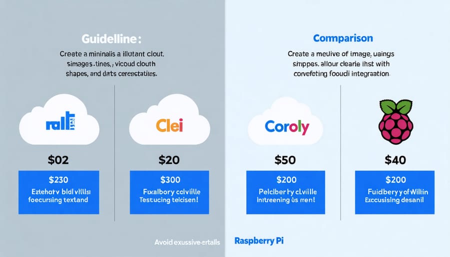 Cost comparison chart of various cloud services for Raspberry Pi deployment