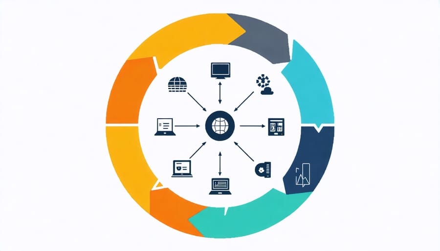 Infographic showing the five phases of data lifecycle: creation, storage, usage, maintenance, and retirement