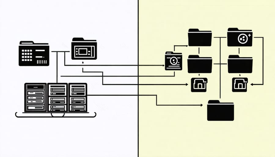 Comparison of organized and disorganized data storage systems demonstrating best practices