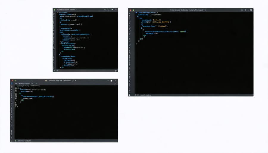 Development environment setup with code editor and terminal windows displaying common Git commands