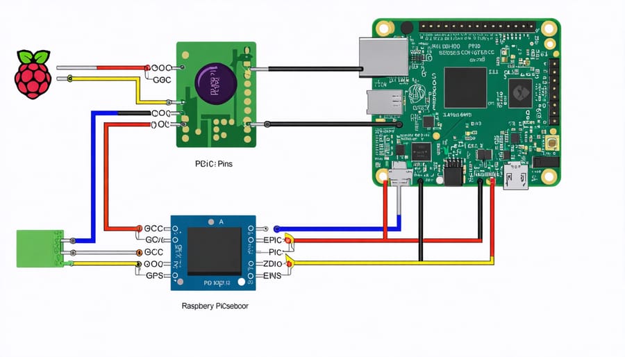 Wiring diagram illustrating PIR sensor connections to Raspberry Pi GPIO pins
