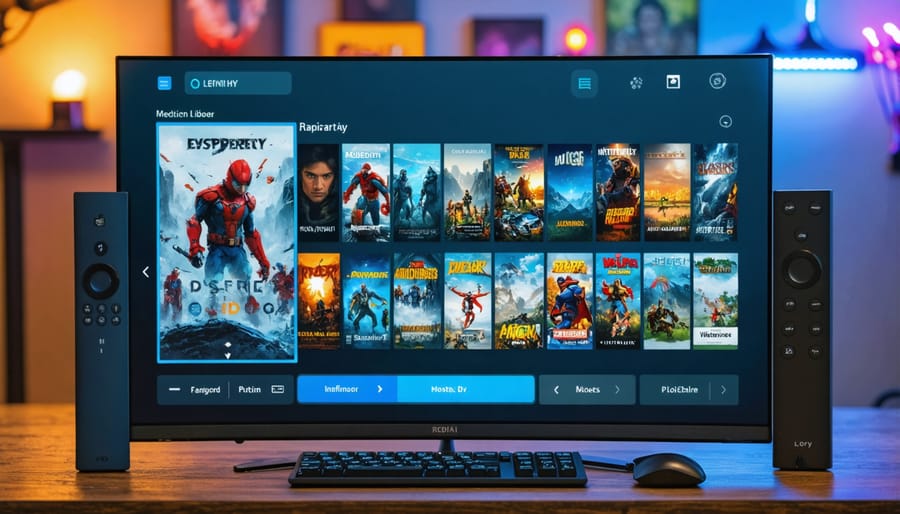 Screenshot of Kodi media center interface showing movie collection and playback options