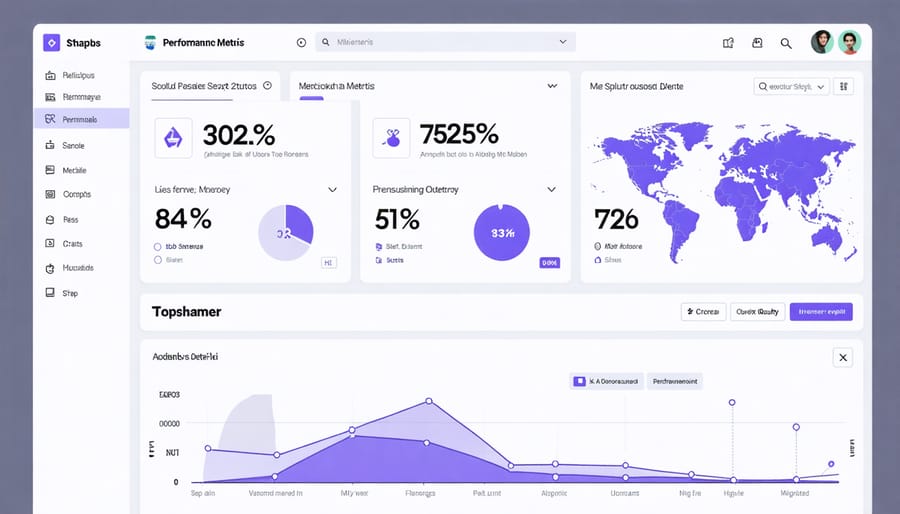 Performance monitoring dashboard displaying CPU usage, memory consumption, and inference times
