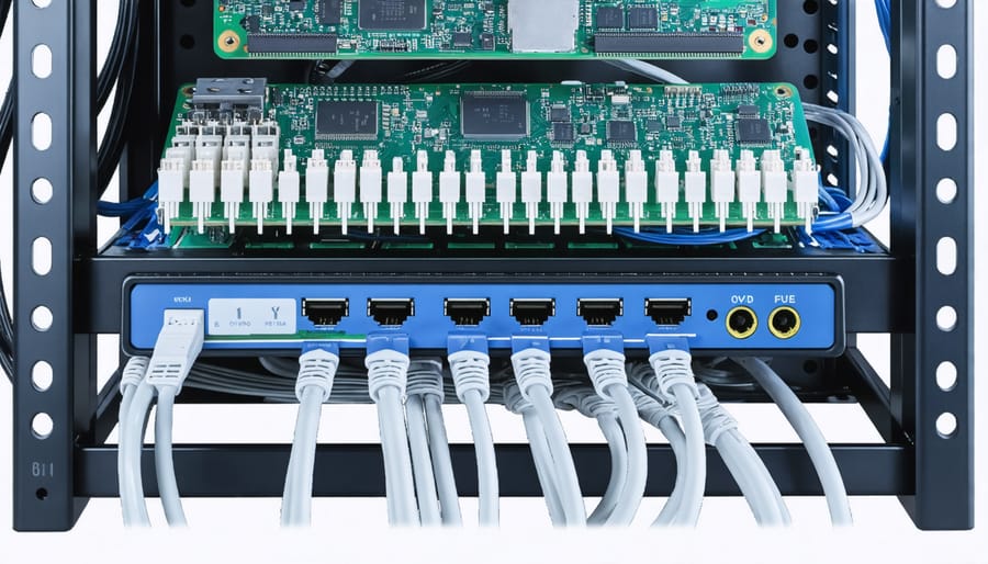Organized rack mount system with multiple Raspberry Pis connected to a power distribution unit