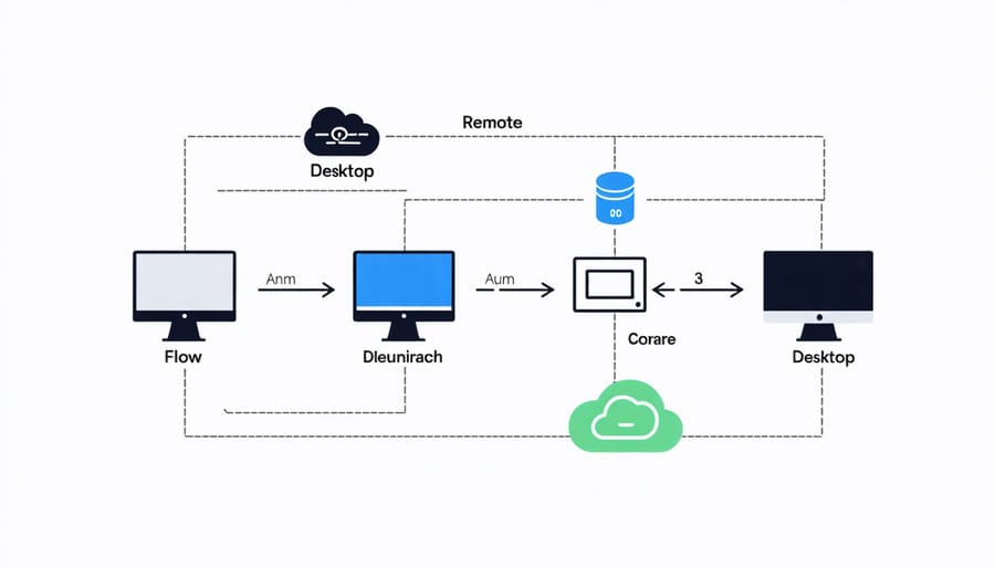 Infographic showing connection flow between devices and Raspberry Pi Zero 2 W through VNC and SSH