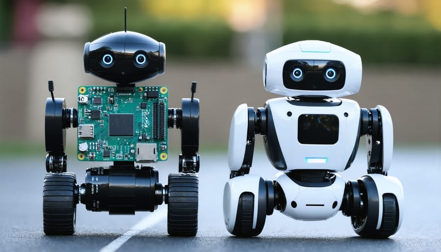 Comparison of Arduino and Raspberry Pi robots showing different complexity levels and capabilities