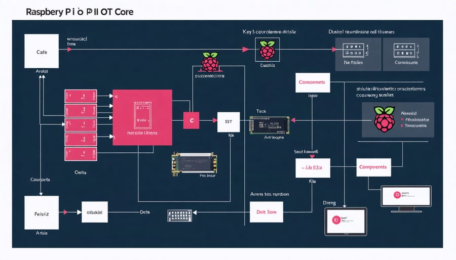 Architectural diagram of Raspberry Pi IoT Core system components and their interactions