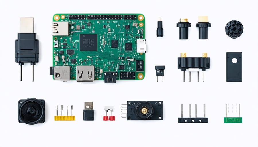 Component diagram showing all required hardware parts for a kinetic art installation