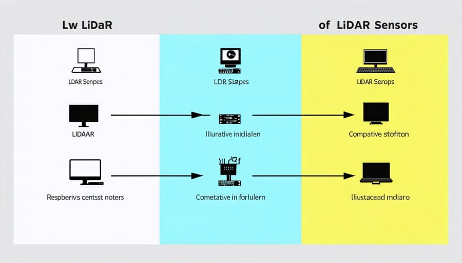 Comparison chart of popular LiDAR sensors showing their specifications and connectivity options