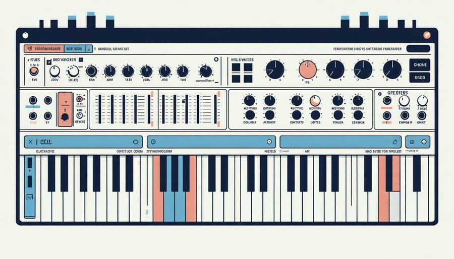 Pure Data software interface displaying synthesizer patch configuration