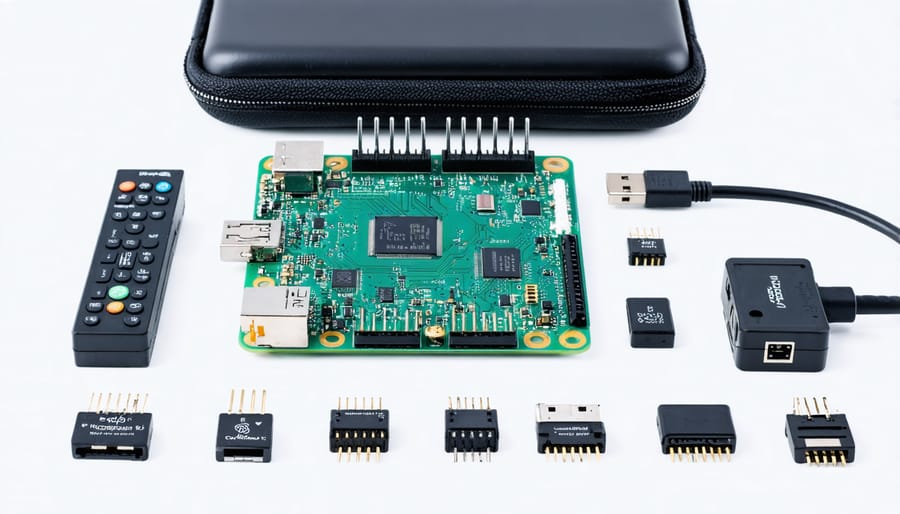 Complete Raspberry Pi edge computing hardware setup with components labeled