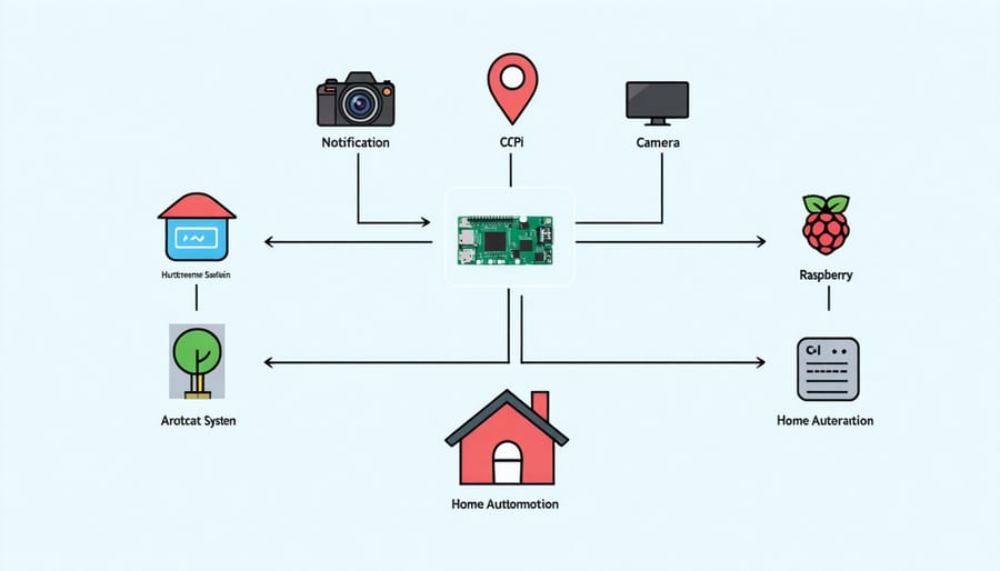 Flowchart of facial recognition system components and connections