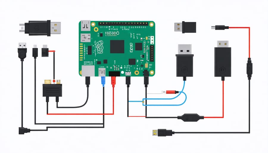 Diagram illustrating required hardware components and connections for Windows IoT Core setup on Raspberry Pi
