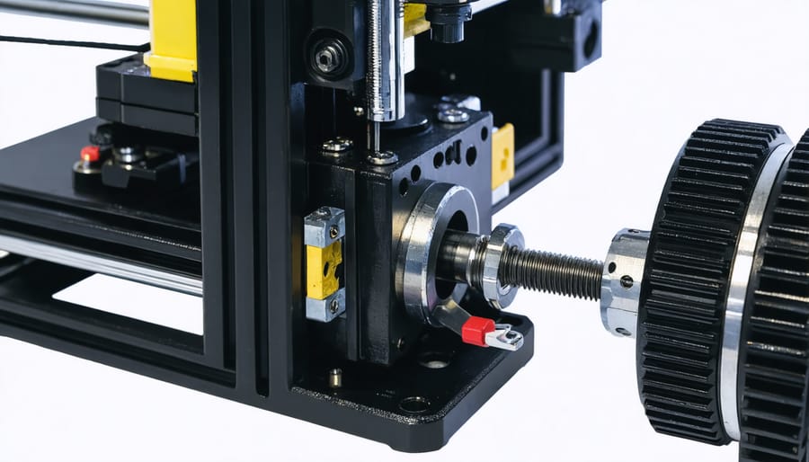 Exploded view of 3D printer extruder assembly with labeled parts for maintenance