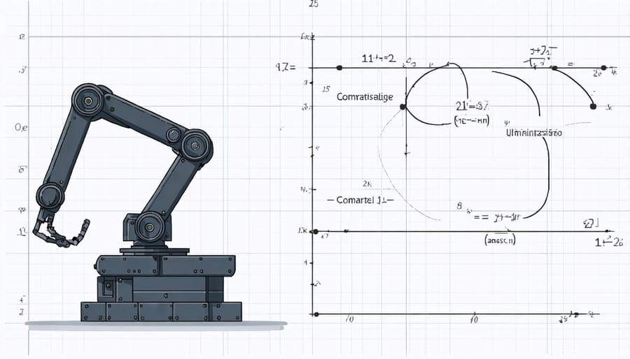 Geometric diagram showing angles and vectors used in inverse kinematics calculations