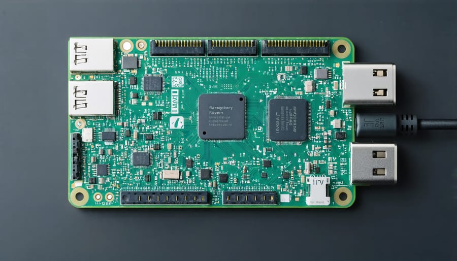 Multi-node Raspberry Pi cluster setup for Kubernetes with networking cables and power supplies