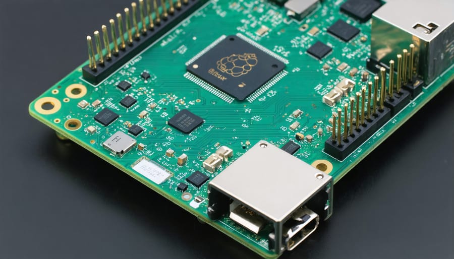 Raspberry Pi 3 board with built-in WiFi module highlighted in red