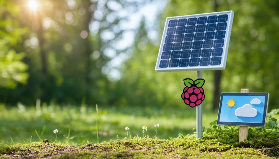 Weather monitoring station powered by solar-charged Raspberry Pi system