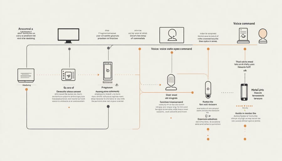 Flowchart depicting voice command processing stages in Raspberry Pi AI assistant