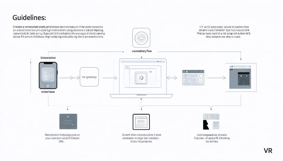 Flowchart illustrating VR assistant interface components and user interaction pathways
