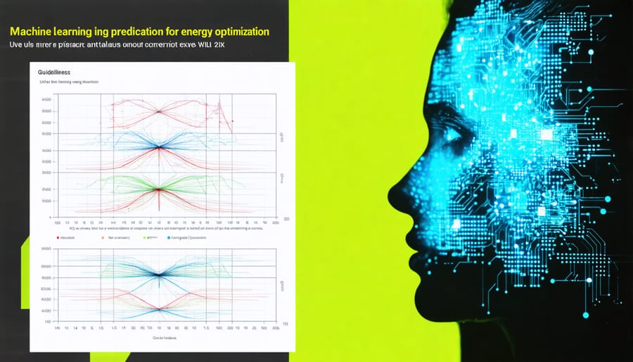 Graph showing predicted vs actual energy consumption patterns with ML optimization