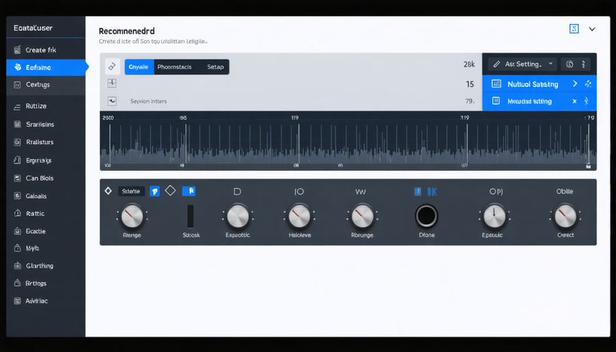 Graphical equalizer interface with optimal frequency curve settings for room acoustics