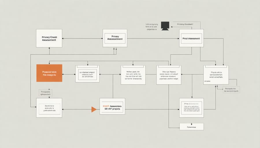 Decision tree flowchart showing steps to evaluate privacy risks in IoT implementations