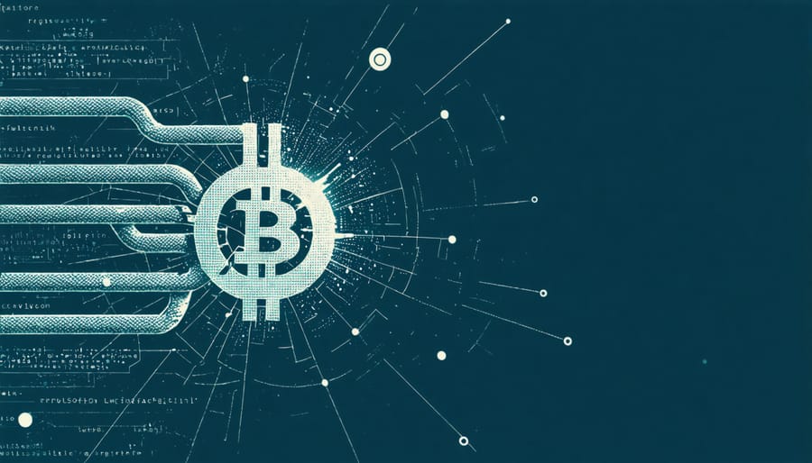 Conceptual illustration of quantum computing threat to blockchain security