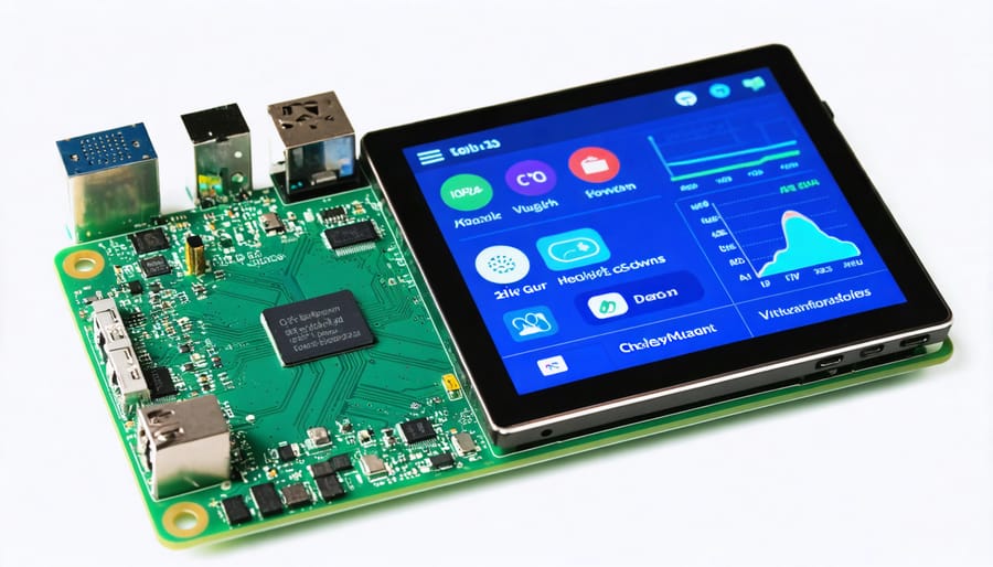 Custom-built Raspberry Pi digital wellness monitor with LED display