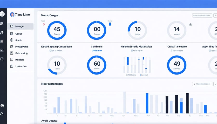 Digital wellness dashboard displaying screen time statistics and app usage limits