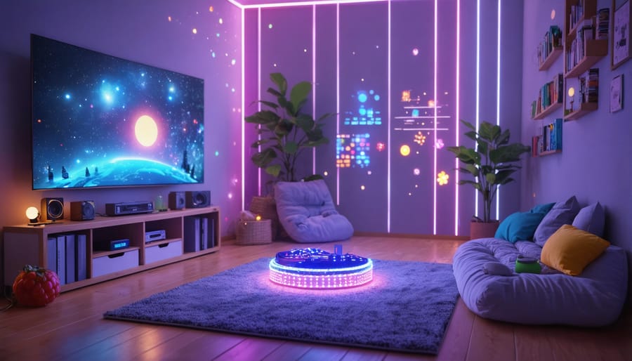 Sensory room environment with colored LED lighting and digital sound level monitor powered by Raspberry Pi