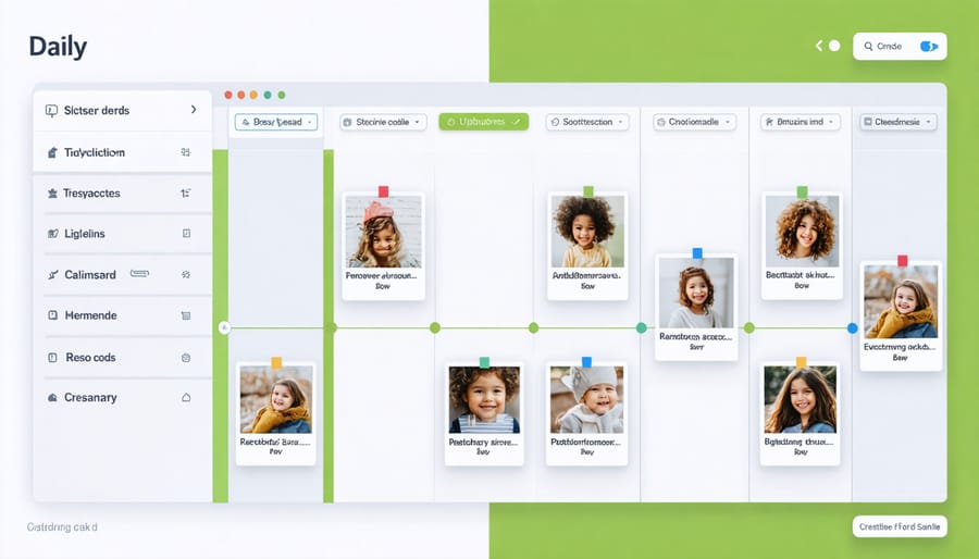 Example of a digital visual schedule showing pictograms for daily routines and activities