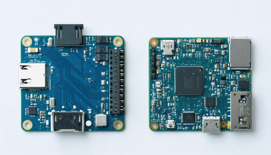 9-axis motion sensor module next to Raspberry Pi on workbench