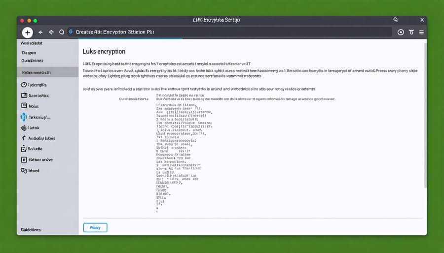 Terminal window showing LUKS encryption configuration process on Raspberry Pi