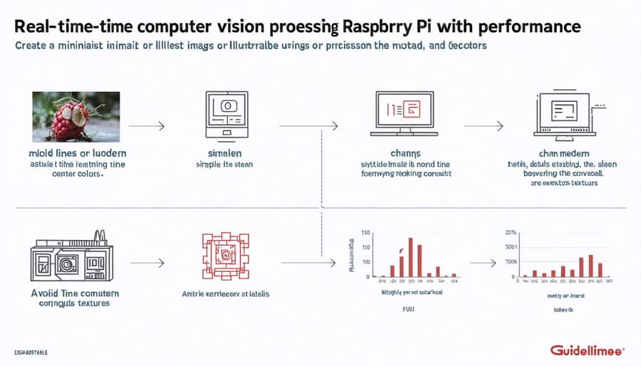 Visual representation of computer vision processing workflow on Raspberry Pi with performance data