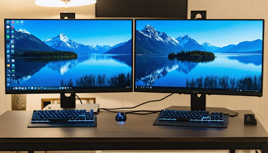 Two monitors displaying different content connected to a Raspberry Pi 5