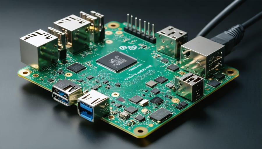 Annotated Raspberry Pi 4 hardware setup showing key components for edge computing