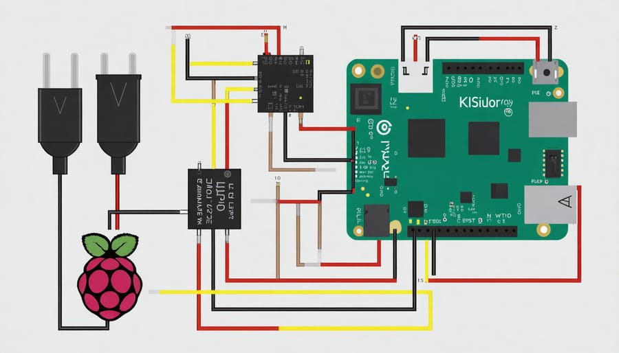 Circuit diagram illustrating electrical connections for blind automation system