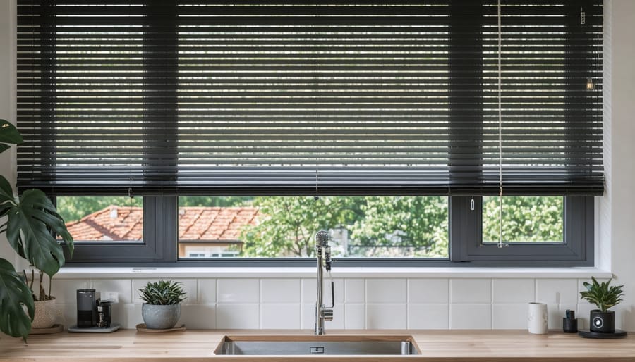 A creative depiction of automated window blinds controlled by a Raspberry Pi microcontroller, highlighting the integration of smart home technology with everyday items.