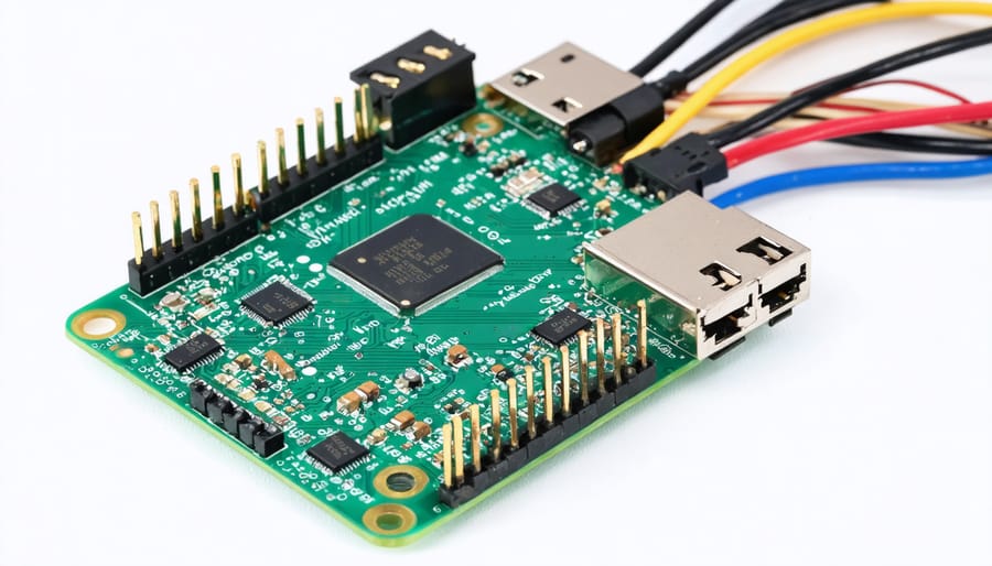Hands wiring 9-axis sensor to Raspberry Pi GPIO pins with jumper cables