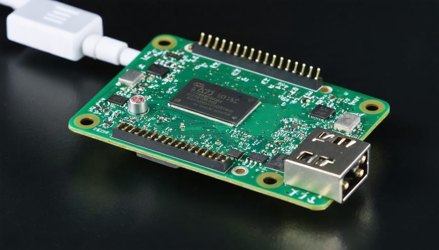 ADXL345 sensor module on breadboard with Raspberry Pi in background