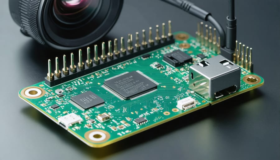 Developer working on Raspberry Pi voice assistant software installation at desk