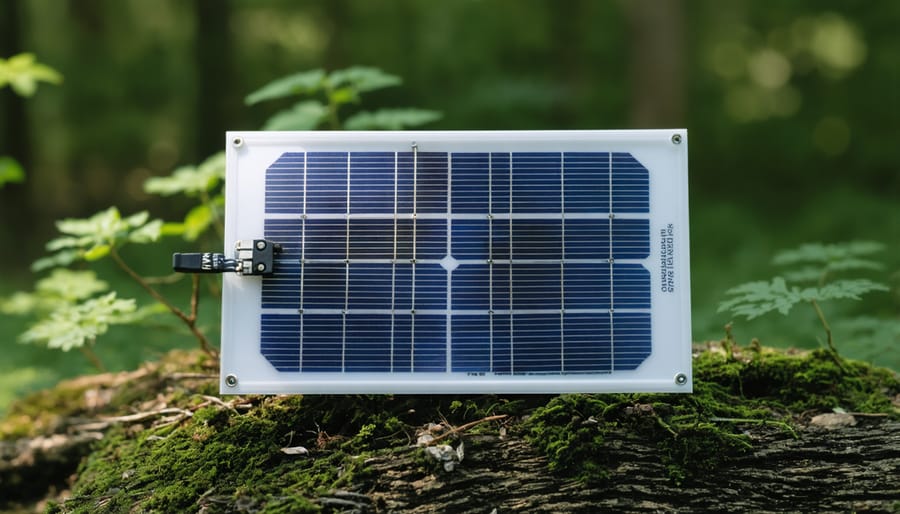 Solar-powered Arduino data logger deployed in outdoor garden setting