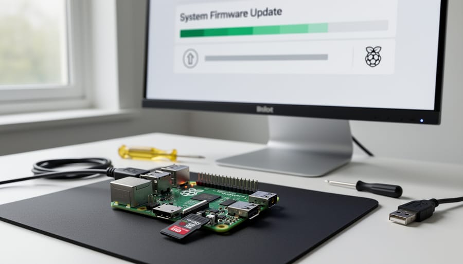 Close-up of SD card insertion into Raspberry Pi showing boot storage hardware