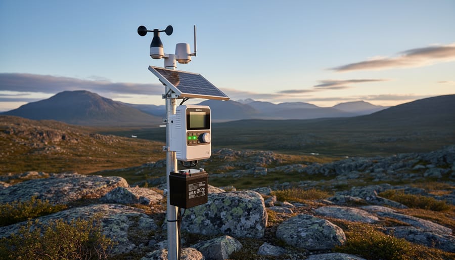 Raspberry Pi Zero weather station in waterproof enclosure mounted outdoors with sensors