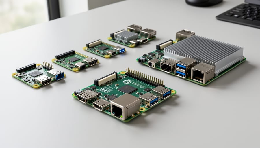 Array of different CM4 carrier boards displaying various connectivity options and designs