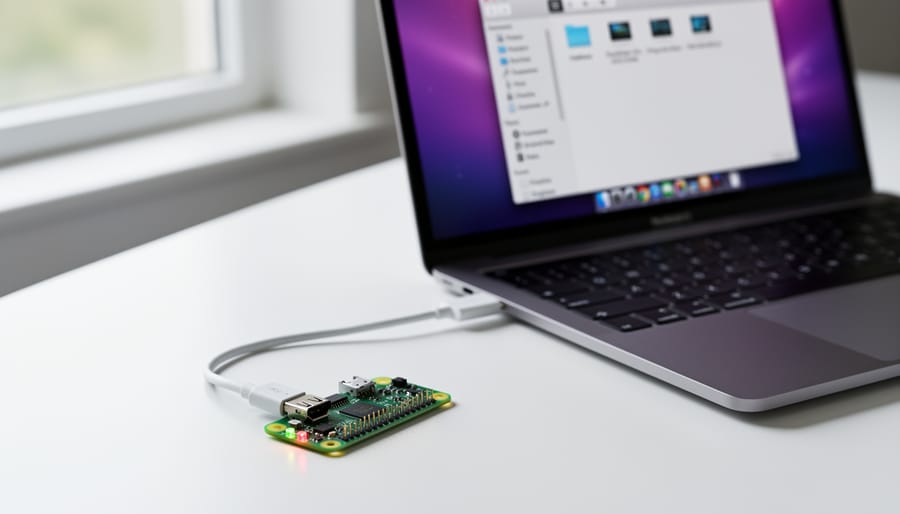 Raspberry Pi Zero connected to laptop using USB gadget mode with single cable