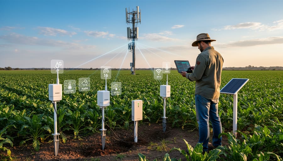 Weather sensor station with Raspberry Pi in agricultural field