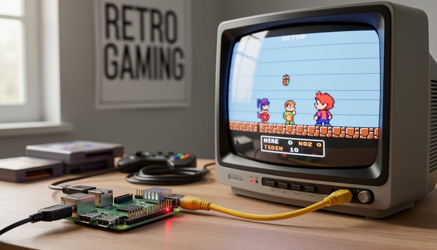 Raspberry Pi connected to CRT television using composite video cable